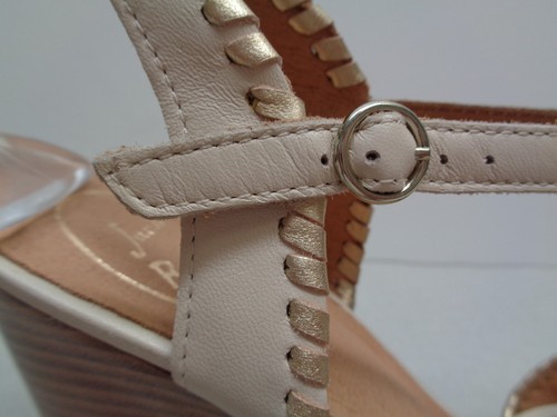 Jack Rogers Size 11 M CLARE Bone Gold Leather Wedge Sandals New Womens Shoes - Picture 10 of 12