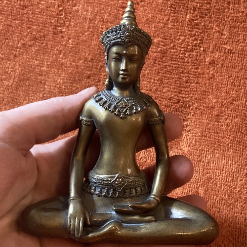 Thailand Seated Buddha Painted Chalk Ware Statue 5” - Picture 4 of 10
