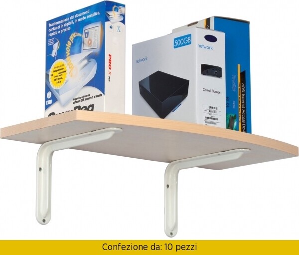 Set 10 Staffe Mensole Aldeghi Acciaio Verniciato 30cm Mod. 2522VB30