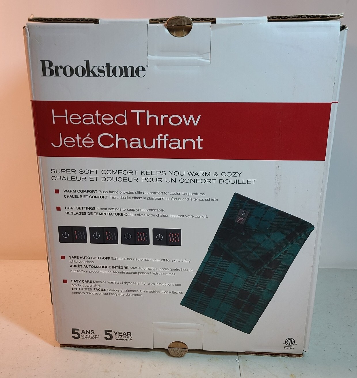 Brookstone Electric Heated Throw 4Heat Settings Super Soft (50” x 60”) eBay
