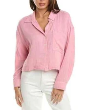 VELVET By Graham & Spencer Lana Cotton Gauze Button-Up Shirt Corset S $209 F16