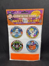 Rare Vintage Imperial Halloween Glow In The Dark Safety Stick-Ons 4 Stickers NIP