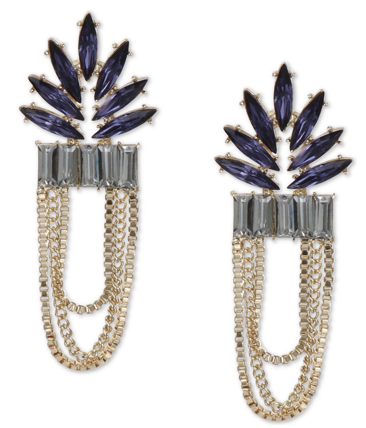 INC Gold-tone & Looped chain Statement  Earrings
