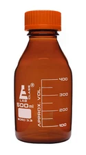 Eisco Labs 500ml Graduated Amber Reagent Bottle - Borosilicate Glass