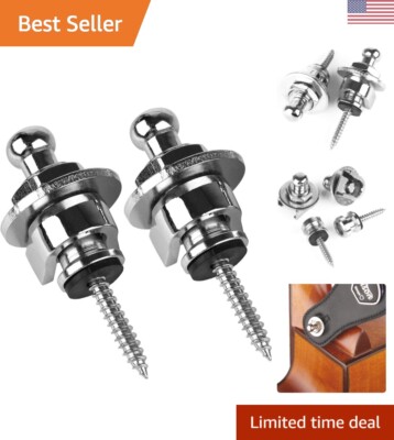 Security Guitar Strap Locks - Nickel - Quick Release System - 2 Pieces Pack