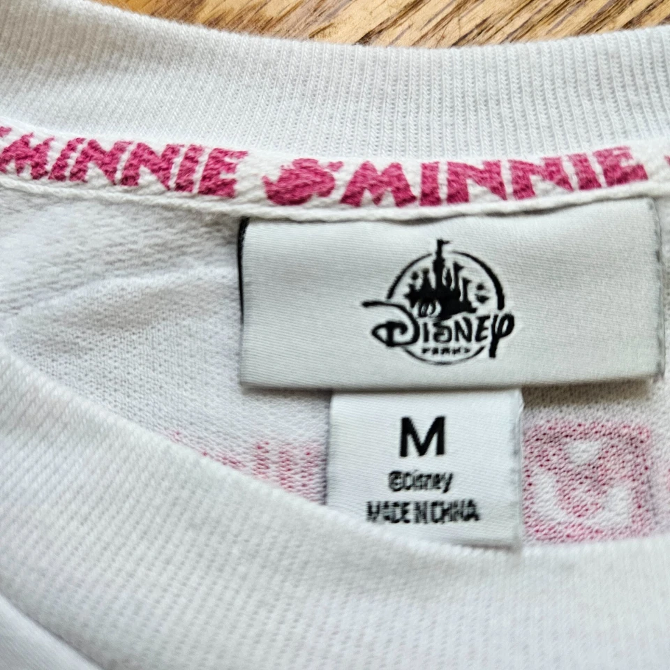 Disney Parks Minnie Mouse Sweatshirt Girls Medium White Embroidered Graphic - Image 3 of 4