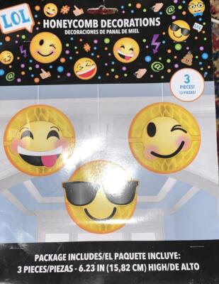 LOL Emojis Honeycomb Hanging Decorations Birthday Party Decorations 3 Pieces New