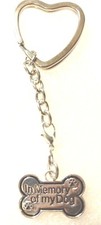 Dog Bone Memorial In Memory of My Dog Pup Key Ring Silver Alloy Heart Keychain