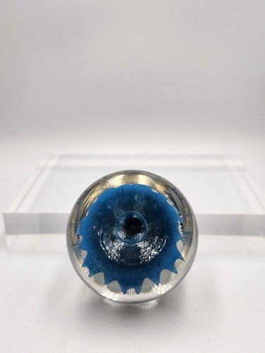 strathearn millefiori & latticino glass paperweight blue base - Picture 8 of 9
