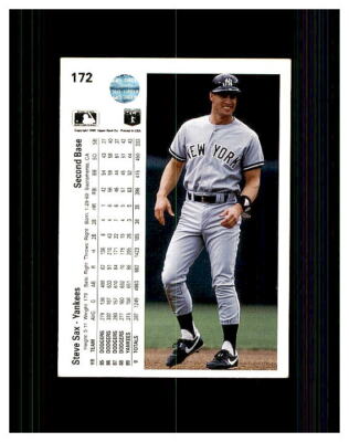 1990 Upper Deck New York Yankees Baseball Card #172 Steve Sax | eBay