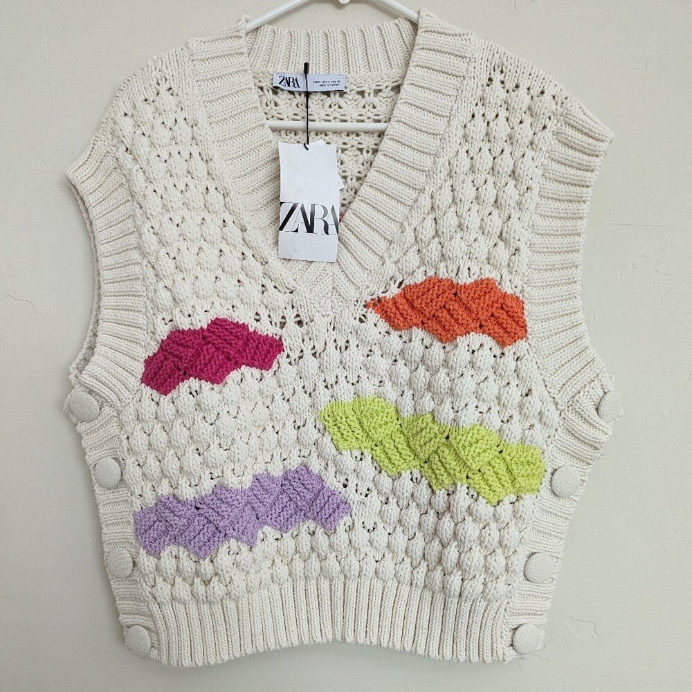 ZARA WOMEN COLORBLOCK KNIT VEST MULTICOLOR S M NWT | eBay