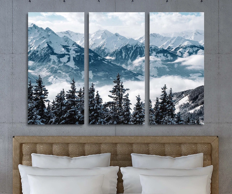 Alps Snow Mountain peaks landscape photo canvas or poster wall art home decor - Image 2 of 4
