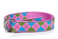 Douglas Paquette D-Ring Belt - Argyle Pink (Med or Large)(New W/Tags)