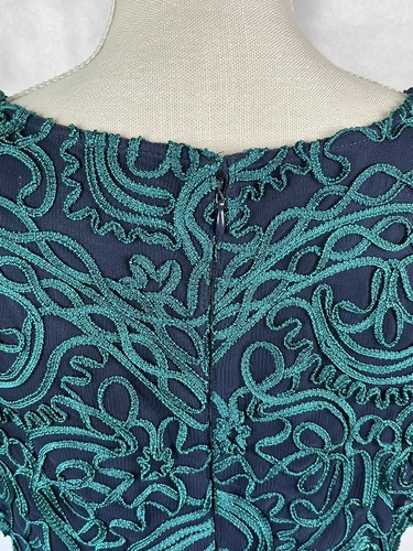 JS COLLECTIONS V-NECK SOUTACHE COCKTAIL DRESS - NAVY / TEAL - 10P- 866996P NWT - Picture 9 of 12