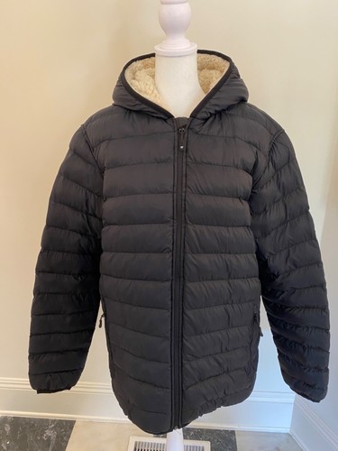 32 Degrees Men's Hooded Sherpa-Lined Jacket BLACK Size LARGE Black Rain Coat - Picture 23 of 24