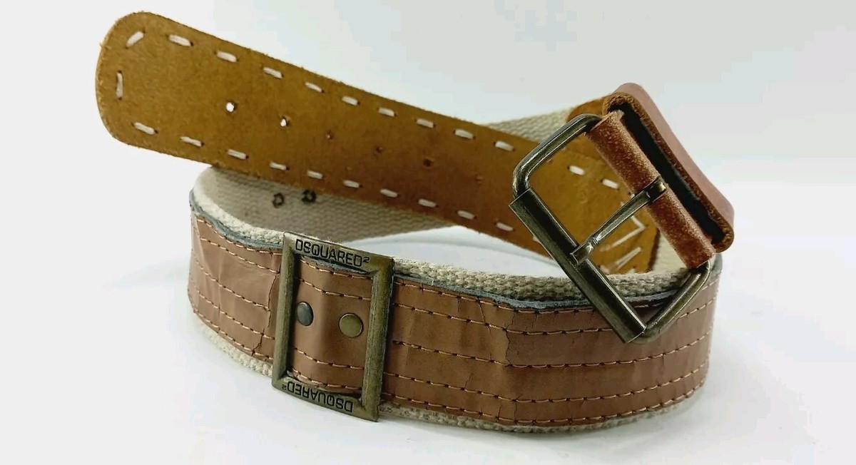 ベルト Dsquared Brown Leather Belt Dsquared2 Men's Leather Belt Size S/M Brown Rare Western