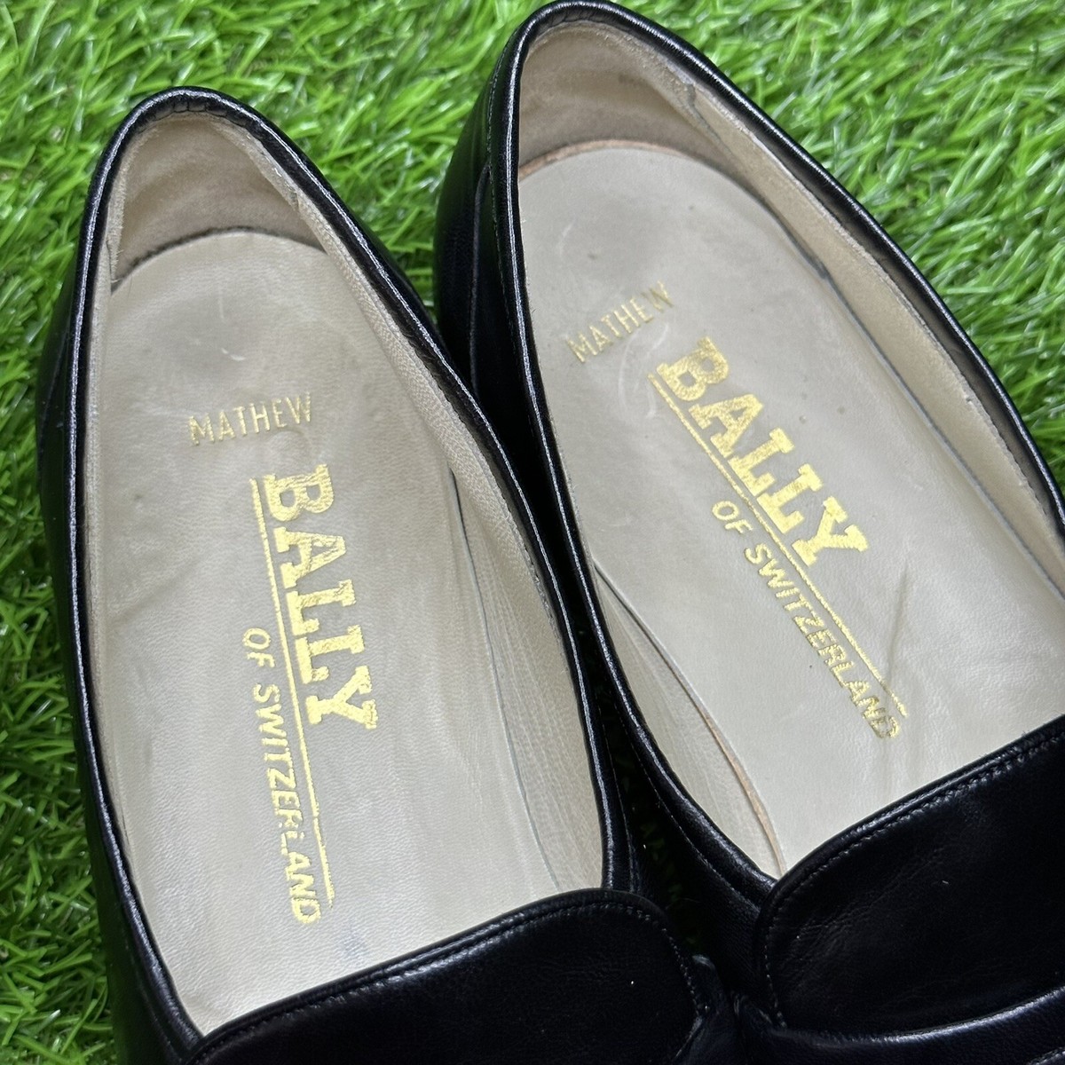 $595 Mens Black Bally Leather Loafers Shoes Drivers Switzerland