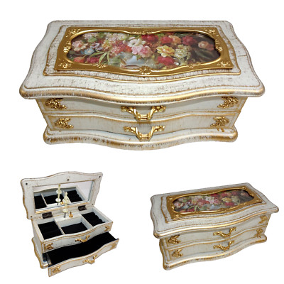 Schmuckkasten Spieluhr Ballerina weiß Für Elise Schatulle gold Ballett Blumen
