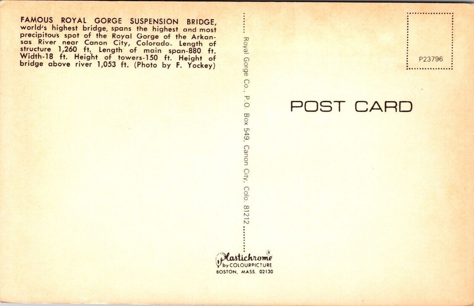 Royal Suspension Bridge Canon City Colorado Mountains Chrome