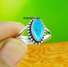 Turquoise gemstone ring 925 sterling silver handmade Gift US size 5 to 10