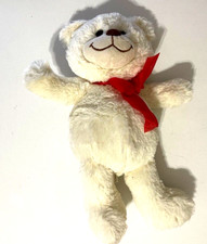 WHITE PLUSH 13" TEDDY BEAR w/ RED RIBBON