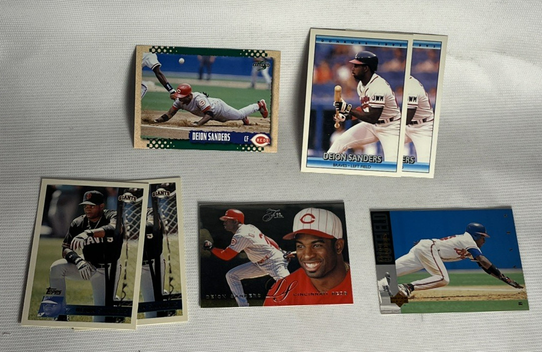 1990's Baseball card lot (5) . DEION SANDERS REDS BRAVES GIANTS . Florida State