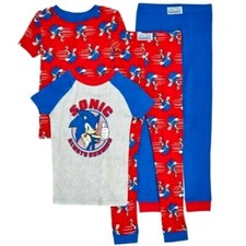 Sonic the Hedgehog Little Boys 4 Pc Snug Fit Pajama Set Size 4  Short Sleeve