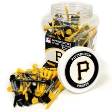 Team Golf MLB Pittsburgh Pirates Black Yellow Golf Tees 175 jar 2 3/4 inch NEW