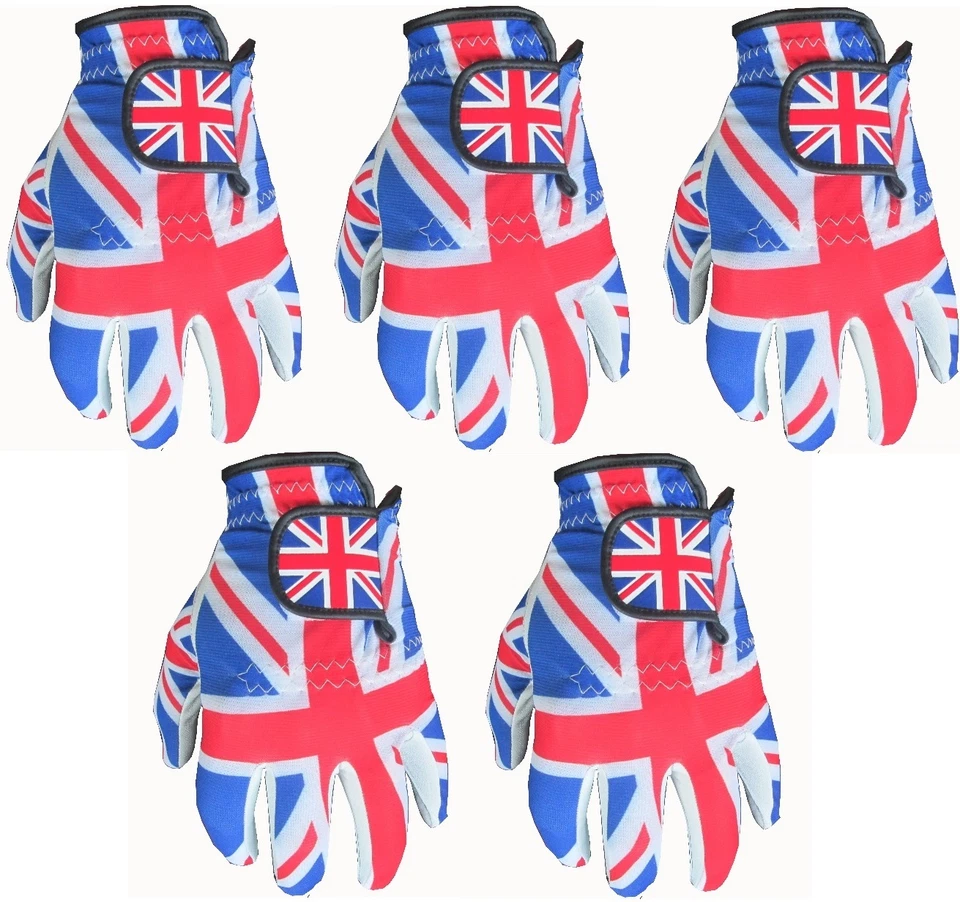 LOGO GOLF 5 Union Jack BACK Golfhandschuhe Cabretta Leder Handfläche 4 Small Medium Large Extra