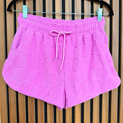 Beach Riot Pink Terry Floral High Rise Drawstring Elastic Lounge Shorts S