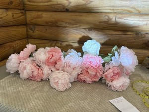Soft Blush Pink Artificial Silk Peony Bush Decorative Floral Craft Flowers