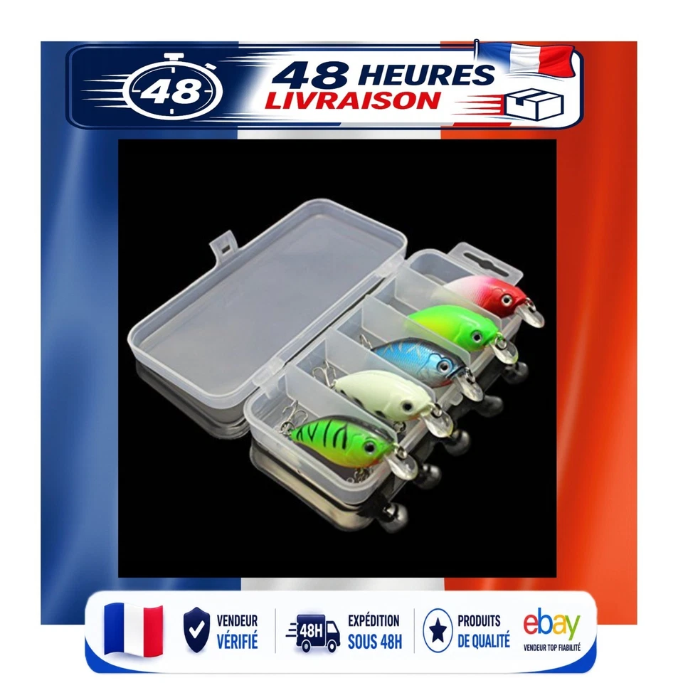 Leurres de pêche Méné CrankBaits 7,5 cm - Kit de 5 pièces - Photo 1/2