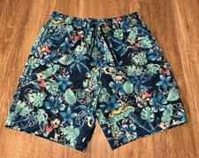 Disney Mickey Mouse Hawaiian Blue Swim Trunks w/ Liner Men  s Size Medium