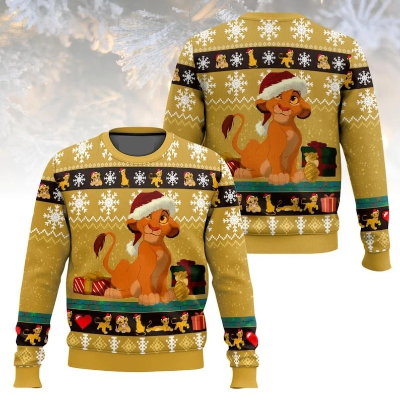 Lion King Christmas Ugly Sweater, Holiday Sweater, Cartoon Sweater For Men And Women
