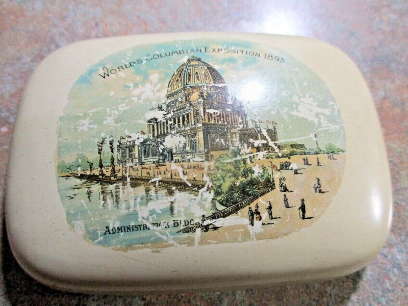 1893 World's Columbian Expo Souvenir Admin. Bldg Plastic Like Material Box
