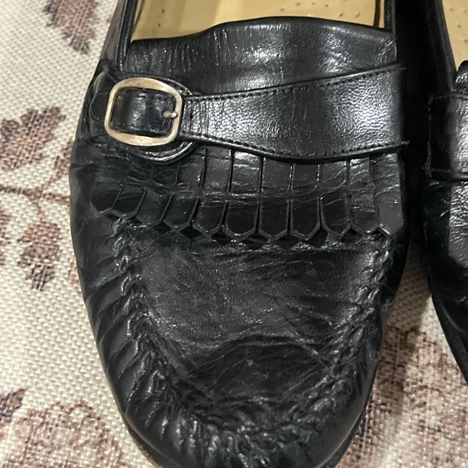 Mocasines vintage Stacy Adams de cuero hipster con flecos y hebilla para hombre talla 10,5 M Foto 4 de 4