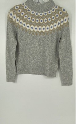 Crewcuts Girls Gray Fair Isle Long Sleeve Mock Neck Pullover Sweater Size 10-11