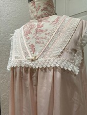 VTG Christian Dior Lingerie Nightgown Maxi Dress Sz L Pink Satin Lace Cottage