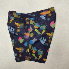 Scotch Soda Swim Trunks Mens Medium Blue 5" Floral Lined Drawstring Pockets
