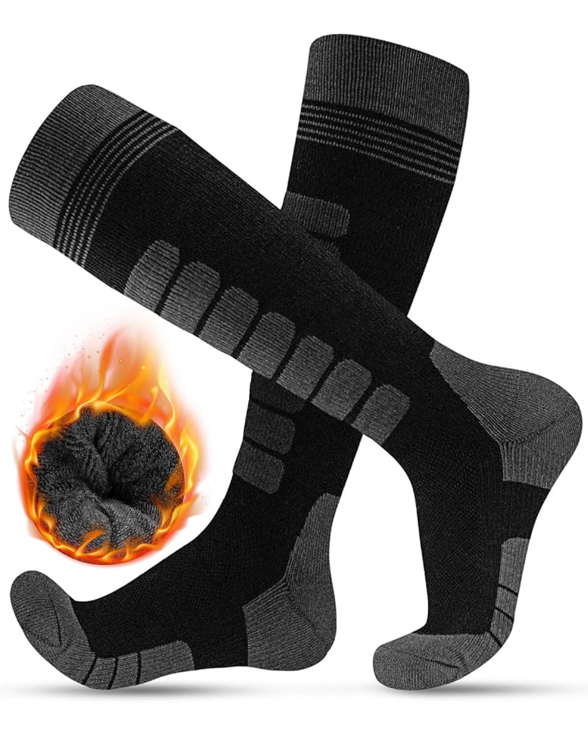 Merino Wool Ski Socks for Men & Women 2 Pairs, Thermal Warm Winter Snowboardi...