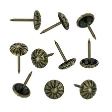 200 PCS 7/16" Upholstery Tacks Antique Brass Furniture Nails Decorative DIY
