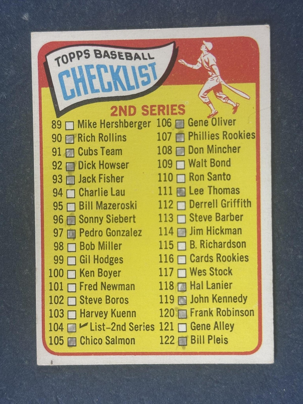 1965 Topps #104 2nd Series Checklist: 89-176 POOR (30770)