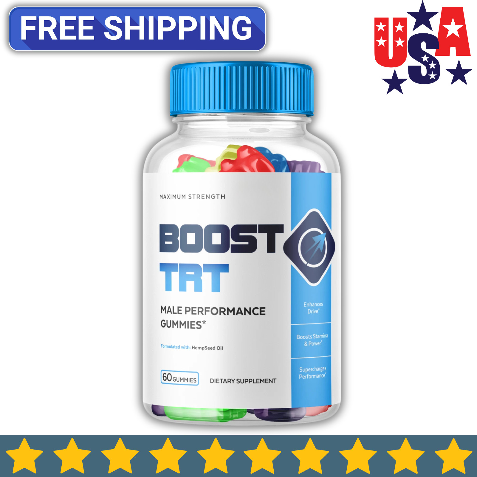 (1 Pack) Boost TRT Male Gummys Advanced Boost TRT Vitamin Supplement 180 Gummies