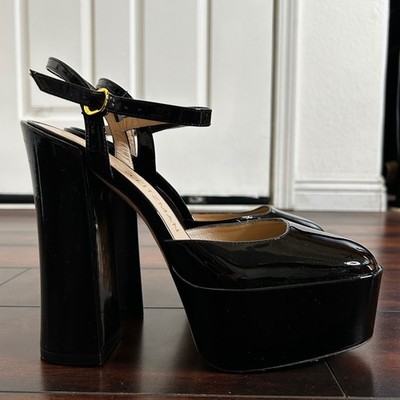NWOB Stuart Weitzman Skyhigh 145 Chunky Platform Pumps Sz 8.5 Patent Leather Y2K