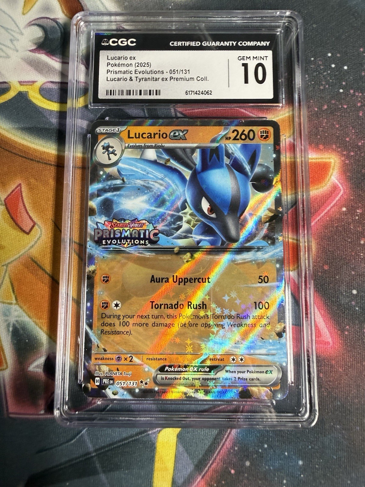 Pokemon TCG CGC 10 Prismatic Evolutions Stamp Lucario ex 051/131 Holo