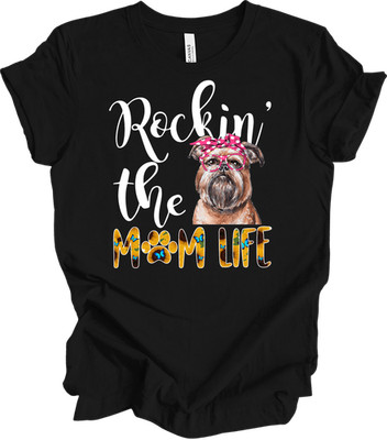 Brussels Griffon Dog Mom Life T-Shirt Funny Griff Mom Gift Sunflower Butterfly