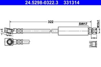 ATE Bremsschlauch 24.5298-0322.3 FüR Opel Saab J89 Kadett CC Ascona 900 T92 T85