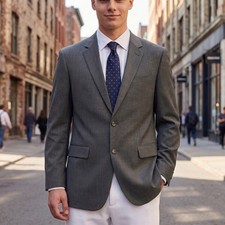 Hugo Boss Mens Grey Virgin Wool Blend 2 Button Blazers Stretch Jackets Size 42L