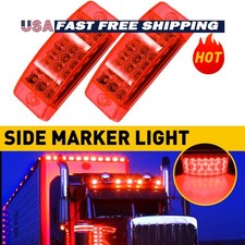2PCS 6" Side Red LED Marker Strobe Clearance Lights For Truck Trailer Pickup