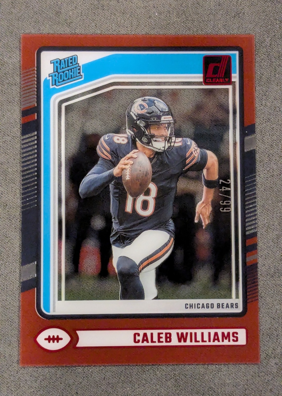 2024 Clearly Donruss Football Caleb Williams #51 Rookie Red 92/99 BEAR DOWN!